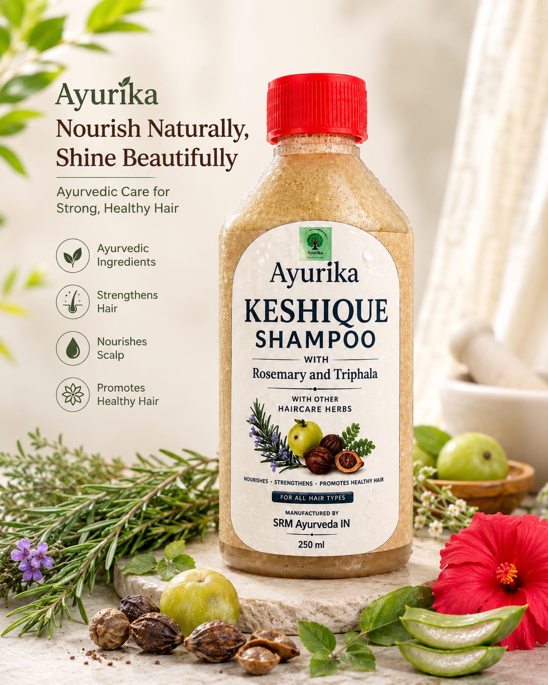 Ayurika Keshique Shampoo with Rosemary & Triphala for Hair Fall Control, Hair Growth & Scalp Care | Natural Hair Cleanser for Men & Women | 250ml 4 Ayurika Keshique Shampoo with Rosemary & Triphala for Hair Fall Control, Hair Growth & Scalp Care | Natural Hair Cleanser for Men & Women | 250ml - Image 4
