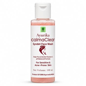 Ayurika CalmaClear Syndet Face Wash for Sensitive & Acne Prone Skin | Soap-Free pH Balanced Gentle Cleanser | Hydrating Daily Face Cleanser for Oily, Dry & Combination Skin | 100 ml
