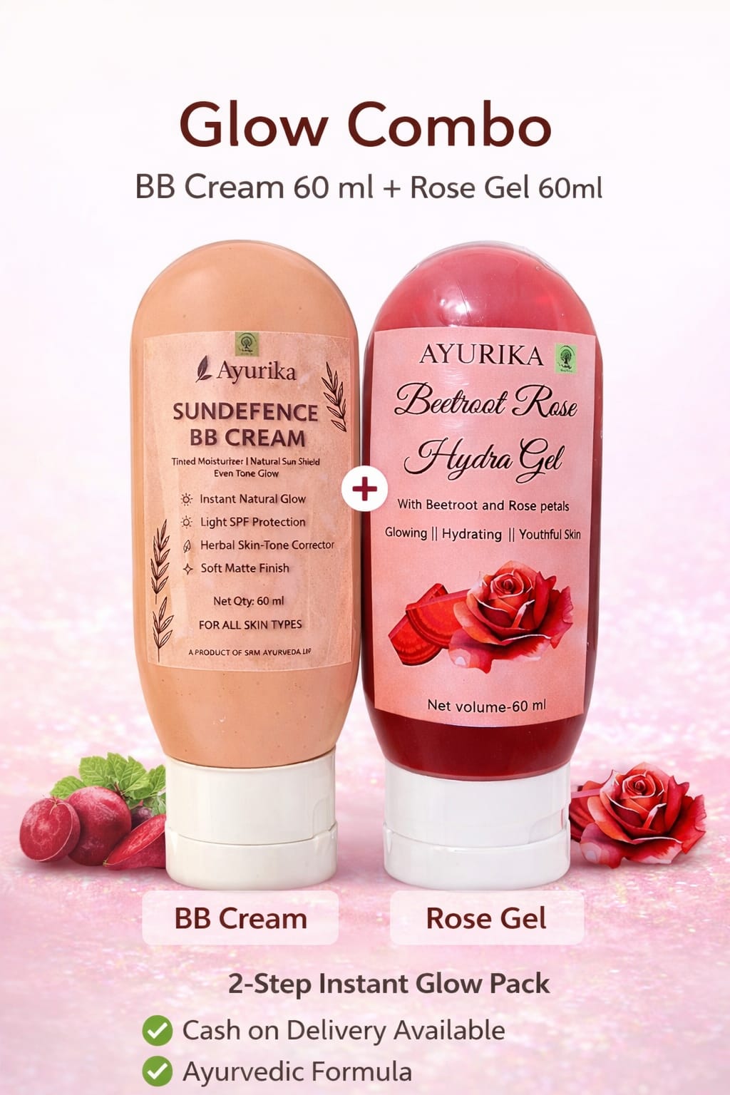 Glow Combo –Sundefence BB Cream + Beetroot Rose Hydra Gel (60 ml + 60 ml) 1 Glow Combo –Sundefence BB Cream + Beetroot Rose Hydra Gel (60 ml + 60 ml)