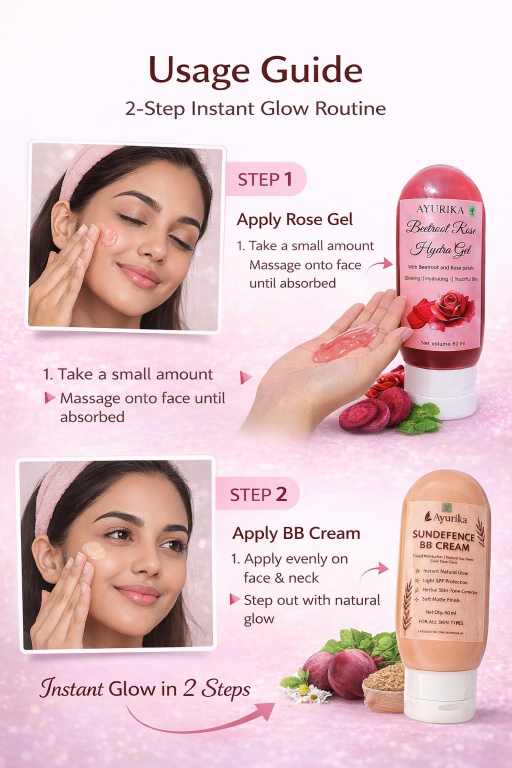 Glow Combo –Sundefence BB Cream + Beetroot Rose Hydra Gel (60 ml + 60 ml) 4 Glow Combo –Sundefence BB Cream + Beetroot Rose Hydra Gel (60 ml + 60 ml) - Image 4