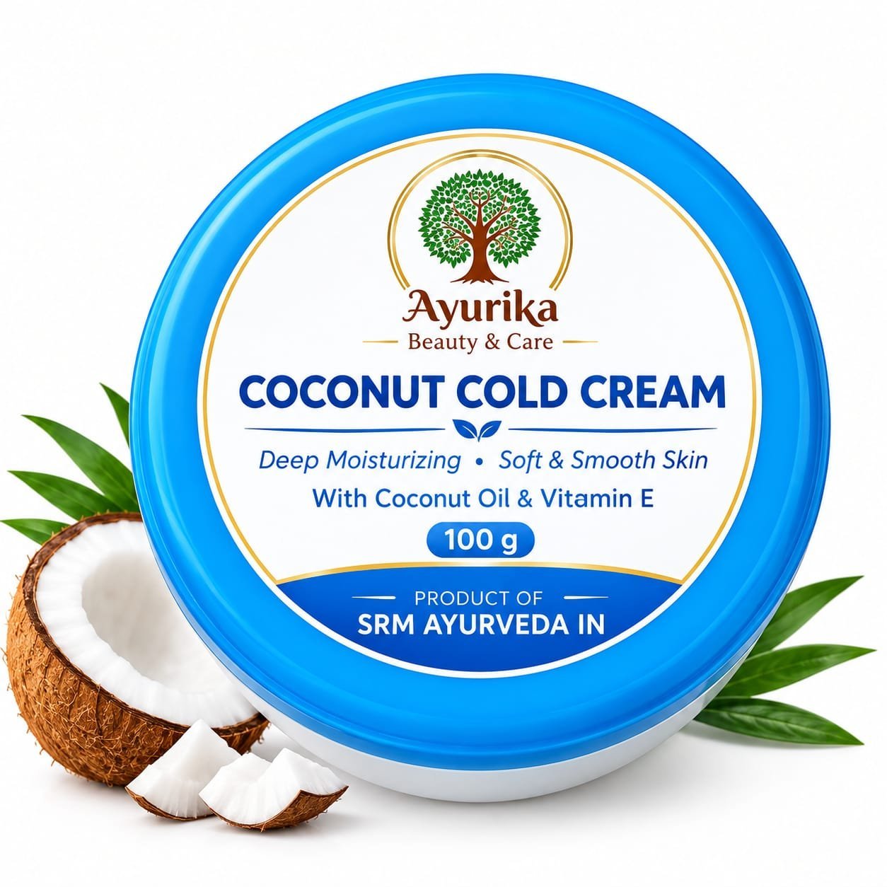 Ayurika Coconut Cold Cream for Face & Body | Deep Moisturizing Cream with Coconut Oil & Vitamin E | Soft & Smooth Skin | 100 g 2 Ayurika Coconut Cold Cream for Face & Body | Deep Moisturizing Cream with Coconut Oil & Vitamin E | Soft & Smooth Skin | 100 g - Image 2